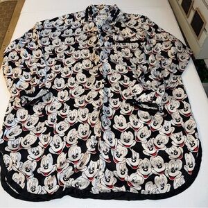 Vtg 90s Y2K Mickey Inc Disney 100% Silk Mini Dress Mickey Mouse Nightgown Large